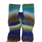 Fold Over Fingerless Mittens, Hand knit, blue